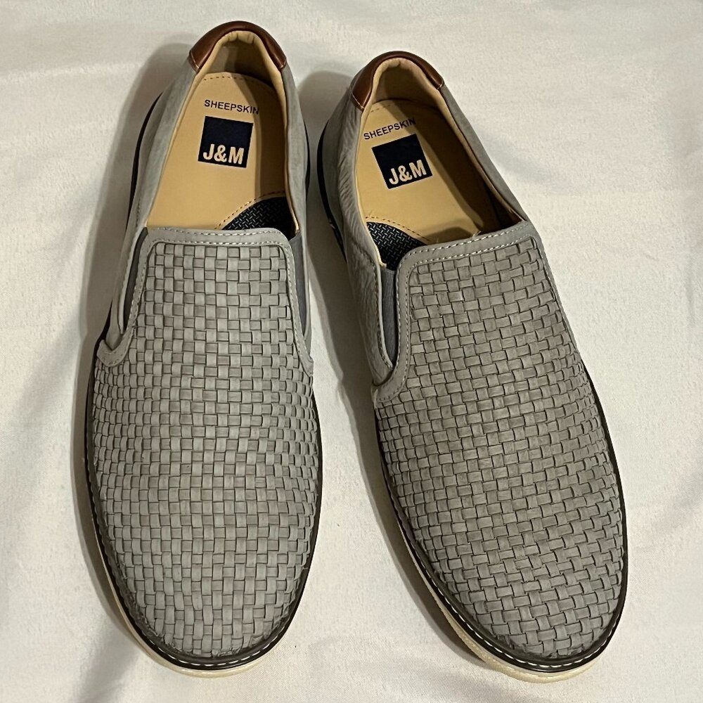 NWOT Johnston & Murphy McGuffey Woven Slip-On Loafers | Gray | Men's 11.5M